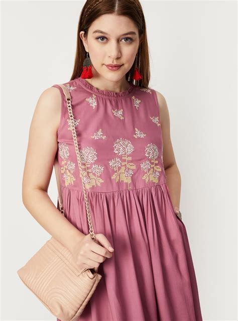 Buy Women Embroidered Yoke A-line Dress Online at just Rs. 999.0 ...
