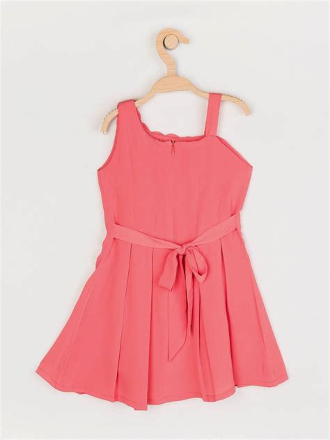 Girls Peach Regular Dress 12327 | Peppermint