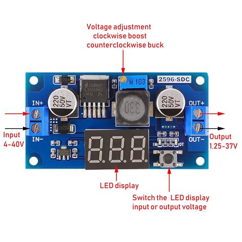 Buy DROK® LM2596 Analog Control Buck Converter DC-DC Step-down ...
