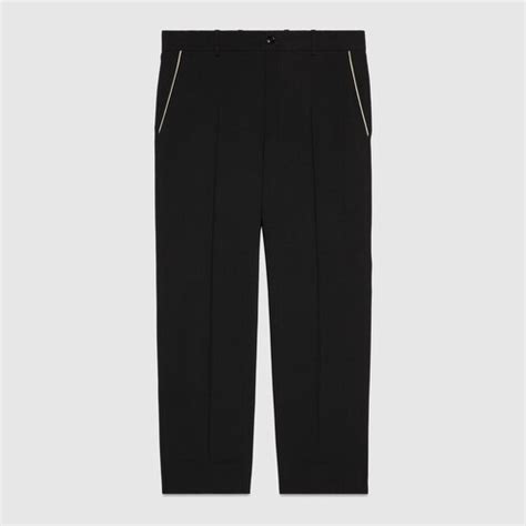 กางเกง Fabric pants with Gucci Web label inสีดำ | GUCCI® TH
