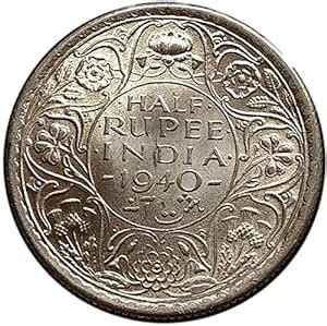 COINIACS UNC Half Rupee George VI King Emperor (1940-45) Silver Rare ...
