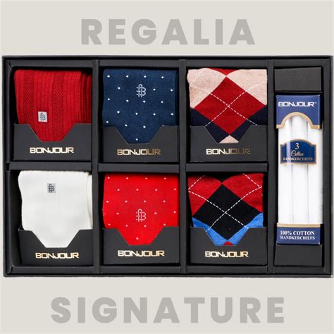 Regalia Signature : 6 Socks Pairs & 3 Handkerchiefs gift Box – BONJOUR