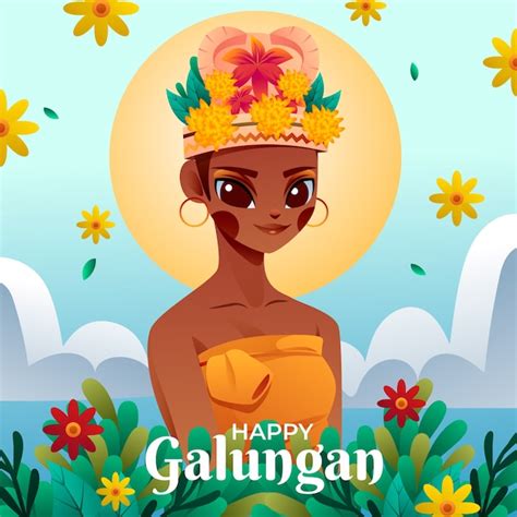 Steigungsillustration für Galungan | Kostenlose Vektor