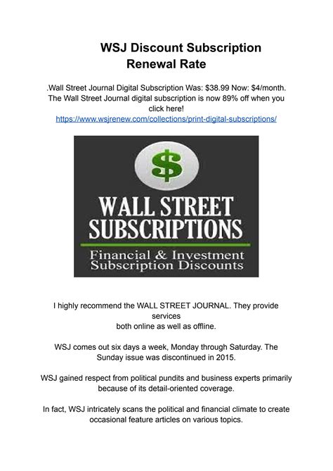 What Is The Cost Of A Subscription To The Wall Street Journal at ...