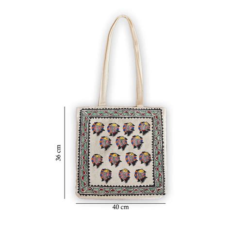 Madhubani Hand Painted Tote bags | Meen Samuh – Prashast
