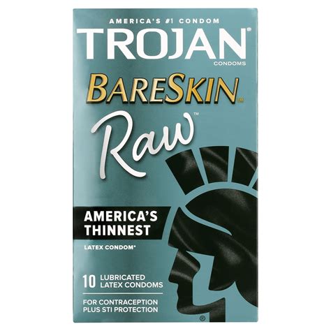 TROJAN BARESKIN Raw Condoms, Thin Condoms, 10 Count Lubricated Condoms ...