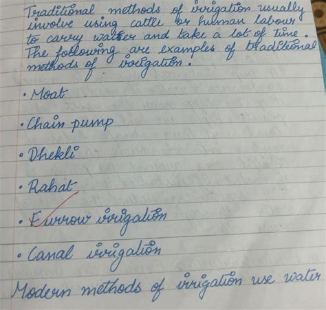 write a short note on traditional and modern methods of irrigation ...