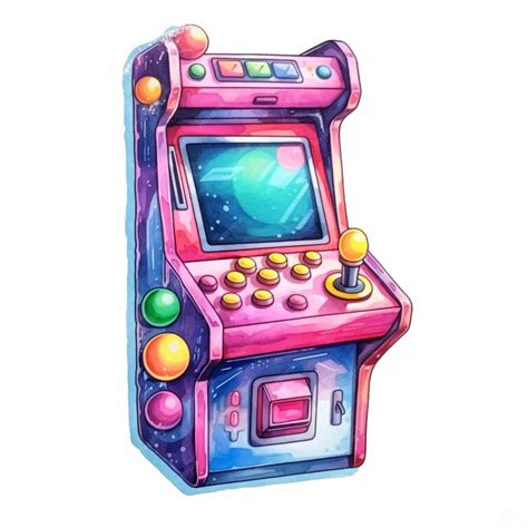 Premium Photo | There is a drawing of a pink arcade machine with ...