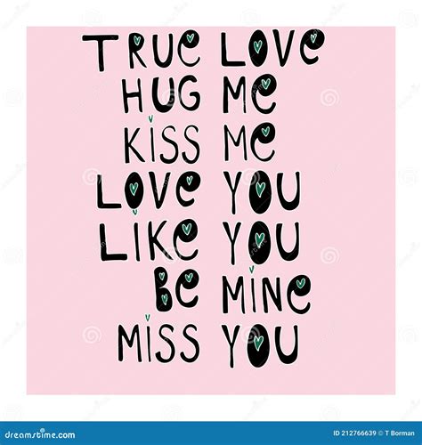 Conjunto De Frases De Amor En Inglés Ilustración del Vector ...