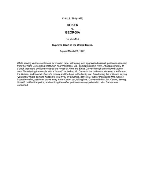 Coker v. Georgia - Summary of case - 433 U. 584 (1977) COKER v. GEORGIA ...