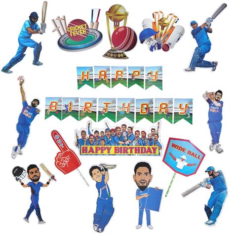 FI - FLICK IN 15 pcs Cricket Theme Birthday Decoration Indian Cricket ...