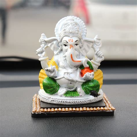 Decorative Lord Ganesha Showpiece for Car Dashboard, Home Temple and ...