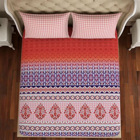 Buy SPACES Atrium Plus Printed Cotton 144TC 3 Pcs Double Bedsheet Set ...