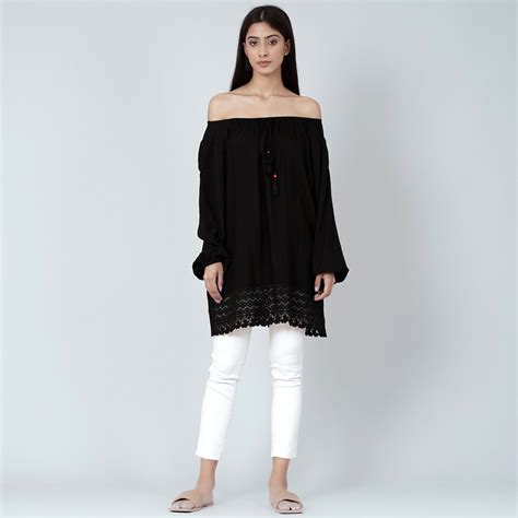 Black Lace Peasant Top – First Resort by Ramola Bachchan