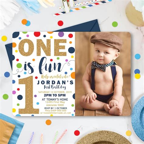 BOY 1st BIRTHDAY Invitation Editable Boy First Birthday - Etsy India
