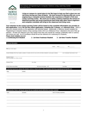 Fillable Online baylor The School of Engineering & Computer Science ...