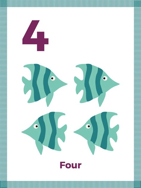 Number flashcard four for preschool learning. English math for kids ...