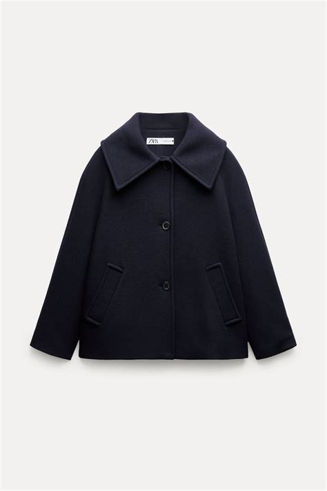 WOOL BLEND SHORT COAT ZW COLLECTION - Navy blue | ZARA United States ...