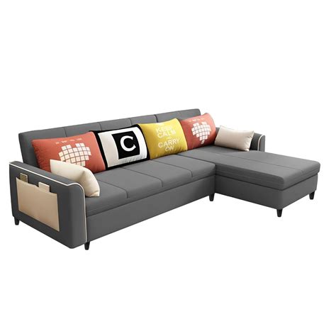 Denis 5 Seater RHS L Shape Sofa Set for Living Room (Dark Grey Fabric)