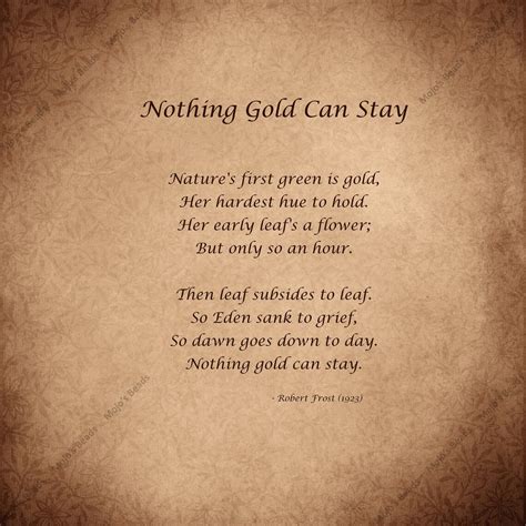 Robert Frost - Nothing Gold Can Stay - 1923 Poem - Printable Artwork ...