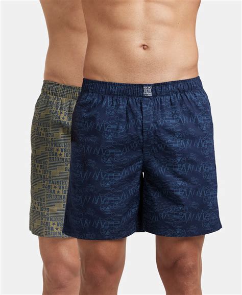 Buy Super Combed Mercerized Cotton Woven Printed Boxer Shorts with Side ...