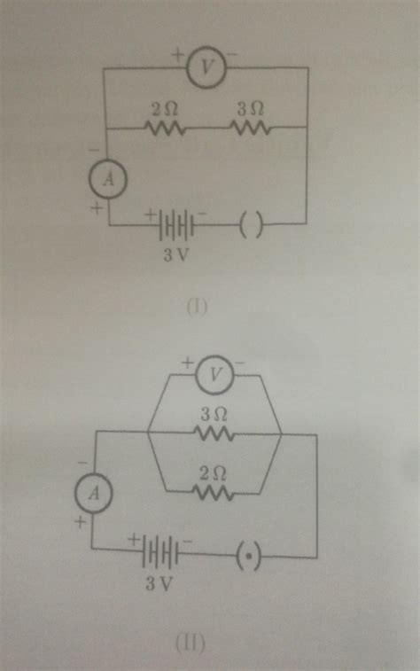 Find the voltmeter readings for the circuits I and II shown. - Brainly.in