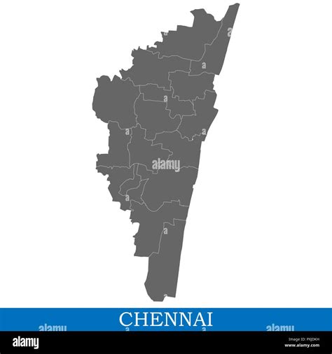 High Quality map of Chennai is a city of India, with borders of ...