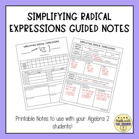 Simplifying Radical Expressions Worksheet 的图像结果
