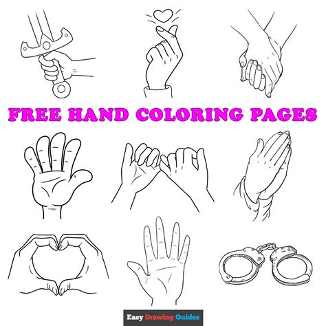 Free Hand Coloring Pages for Kids - 16 Printable Sheets