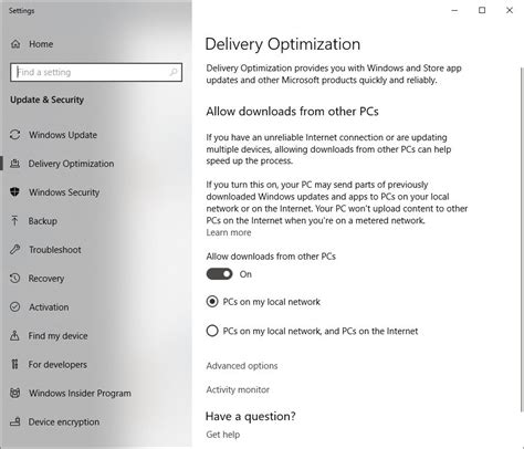 Delivery Optimization Advanced Settings 的图像结果