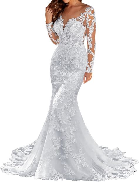 JAEDEN Wedding Dress Long Sleeves - Lace Wedding India | Ubuy