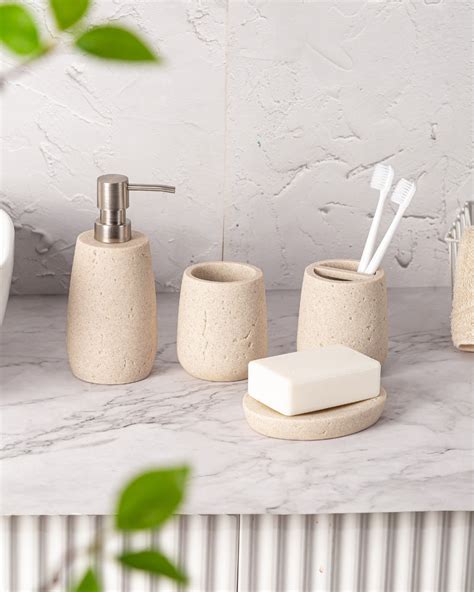 Exclusive Polyresin Bath Decor Bathroom Accessory Set of 4 - Pano