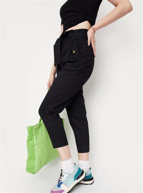 Buy Women Paperbag Waist Crop Trousers Online at just Rs. 1299.0 ...