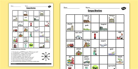 Compass Directions Worksheet | 8 Compass Points Worksheet
