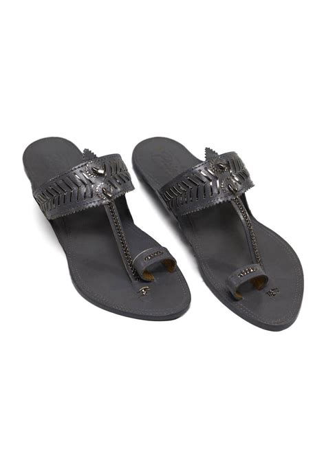 Get Grey Chevron Kolhapuris at ₹ 1112 | LBB Shop