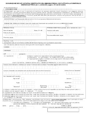Italian Electricity Supply Property Declaration Form - Modello ...
