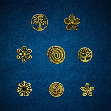 Indira Premium Designer Bindi – Antique Gold Metal Spiritual & Floral ...