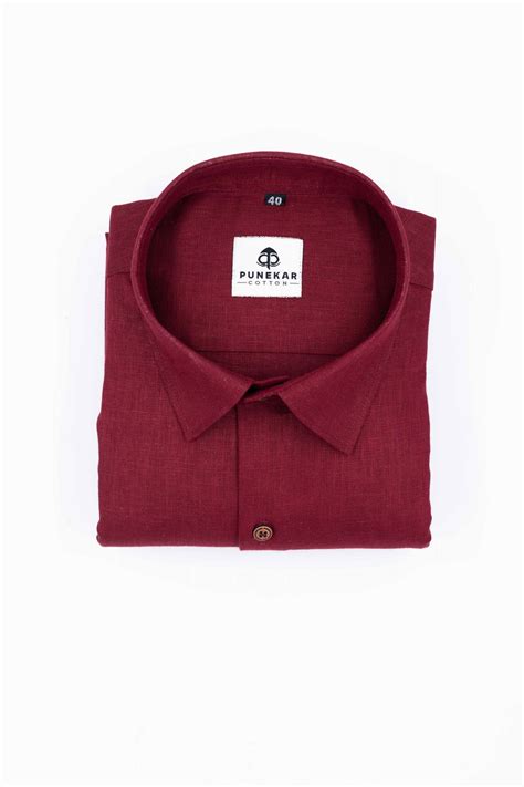 Maroon Color Linen Formal Shirts For Men – Punekar Cotton