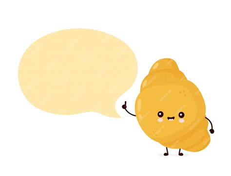 Croissant heureux mignon avec bulle de dialogue. illustration de ...