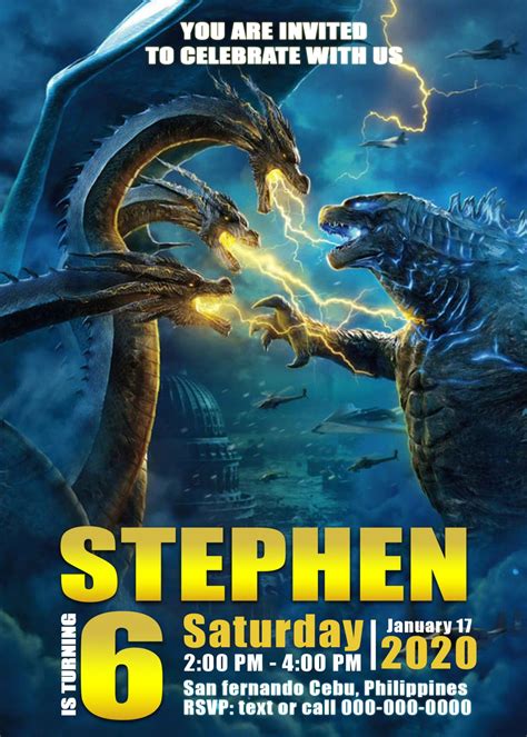 Godzilla Invitation Template