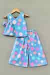 Buy Blue Cotton Bows Polka Dot Print Top And Pant Set For Girls by ...