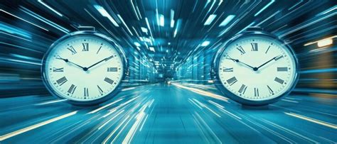 Two clock faces against a blue speed lines background | Premium AI ...