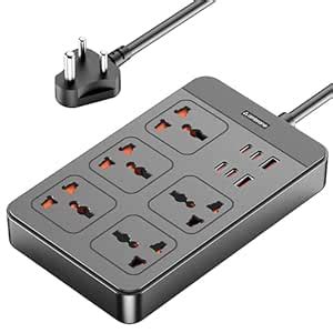 Ambrane Extension Board, 4 Type C, 2 USB, 5 International Power Sockets ...