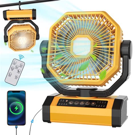 Amazon.com: Portable Rechargeable Fan 70Hrs 20000mAh 9-Inch with Auto Oscillating/Remote/Timer ...