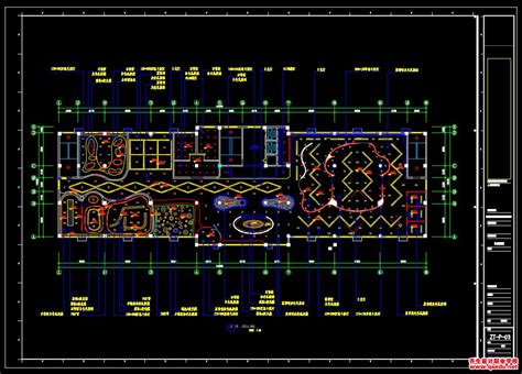女子活动中心CAD平面施工图(工装施工设计)_红动网