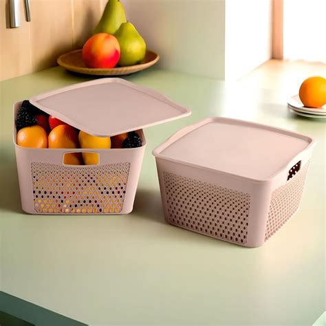 Kuber Industries Netted Design Unbreakable Multipurpose Square Shape ...