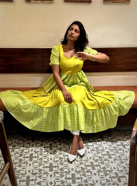 Krithika - Green Color Block - Layered Dress – Ichika