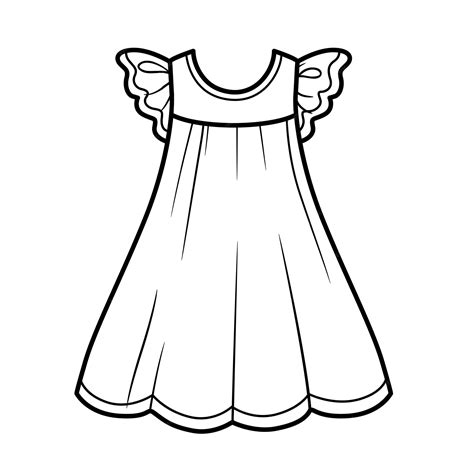 Light summer romantic dress outline for coloring on a white background | Premium AI-generated vector