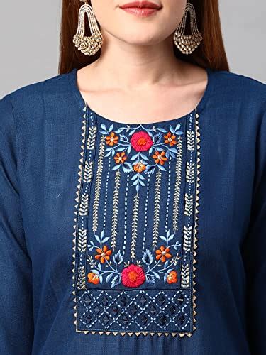 Buy GoSriKi Women's Cotton Blend Straight Solid Kurta with Pant ...