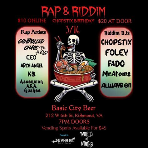 RAP & RIDDIM ~ 3/16, Basic City Beer Co- RVA, Richmond, 16 March 2024 ...